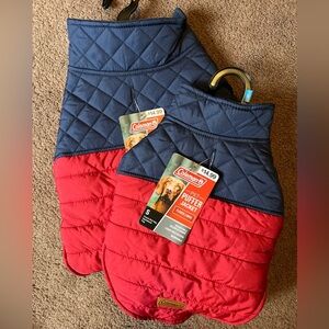 Coleman Pet Puffer Jacket Fleece Lined Dog Coat Set Of 2 Size Medium & small NWT